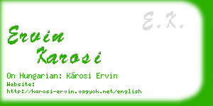 ervin karosi business card